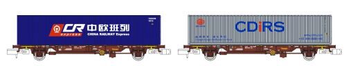 Hobbytrain 33372 2er Set Containerwagen Lgns TOUAX, Ep.VI